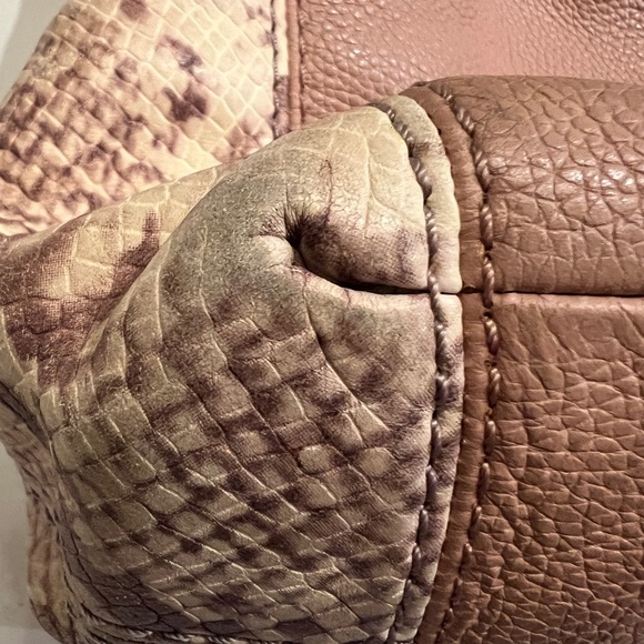 Coach Brown & Tan Python-Print Leather Shoulder Bag - Picture 3 of 13